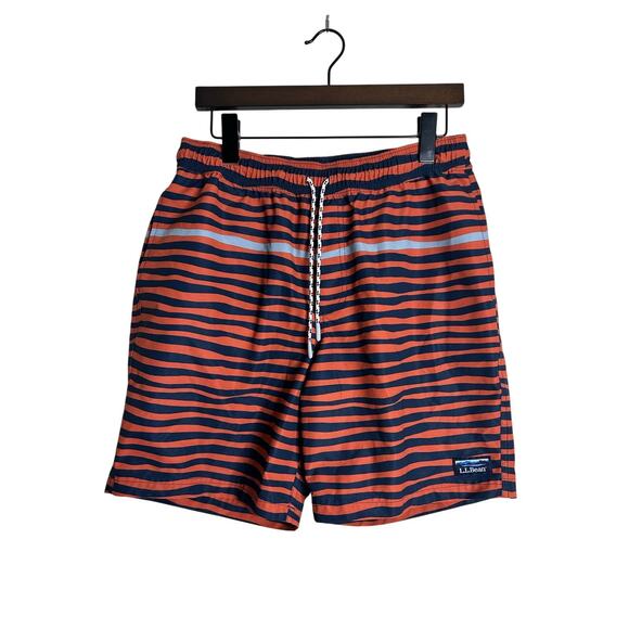 L.L. Bean Men's Orange Blue Stripped Swim Trunks Shorts Size M - Picture 1 of 8
